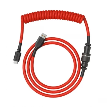 Glorious PC Gaming Race Coiled Cable Crimson Red USB-C to USB-A Braided - 1.37m Red/Black (GLO-CBL