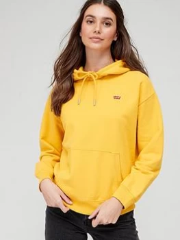 Levis 100% Cotton Chest Logo Standard Hoodie - Gold, Size L, Women