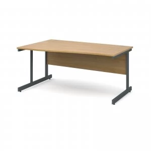 Contract 25 Left Hand Wave Desk 1600mm - Graphite Cantilever Frame oa