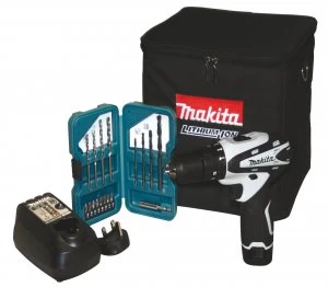 Makita 10.8v Li-ion Combi Drill And 17pc Accessory Kit