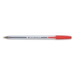 5 Star Office Ball Pen Clear Barrel 1.0mm Tip 0.4mm Line Red Pack 50