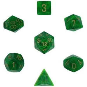 Chessex Poly 7 Dice Set: Vortex Green/gold