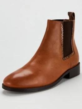 OFFICE Acorn Contrast Elastic Ankle Boots - Tan, Size 5, Women