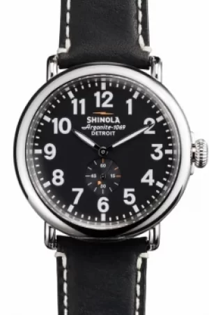 Mens Shinola Runwell 47mm Black Leather Strap Watch S0110000012