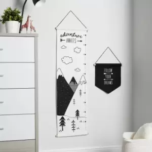 Ickle Bubba Mono Mountains Wall Art & Growth Chart Set Black and white