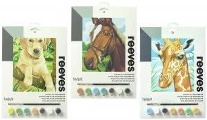 Reeves Labrador Horse Giraffe Paint By Numbers 3 Pack