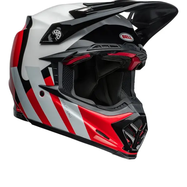 Bell Moto-9S Flex Hello Cousteau Stripes Red Offroad Helmet Size L