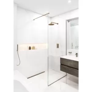 745mm Bronze Wet Room Shower Screen with Wall Support Bar - Live Your Colour
