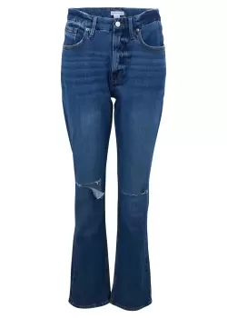Good American Womens Good 90'S Crop Icon Jean With Knee Rips In Indigo