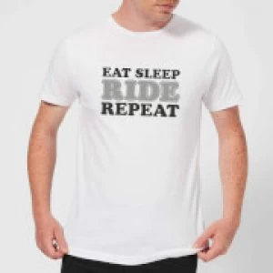Eat Sleep Ride Repeat T-Shirt - White - 4XL