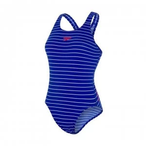 Speedo Endurance+ Printed Medalist Swimsuit Ladies - Blue/White