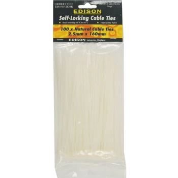 Natural Cable Ties 2.5X200MM (Pk-100) - Edison