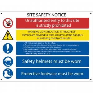 Draper Site Safety Notice Sign 800mm 600mm Standard