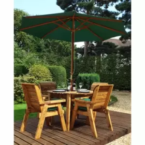 Charles Taylor Four Seater Round Table Set with Parasol, Green