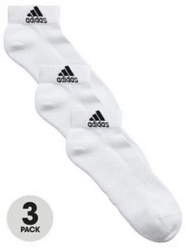 adidas Cushion Ankle Socks (3 Pack) - White, Size 6.5-8, Men