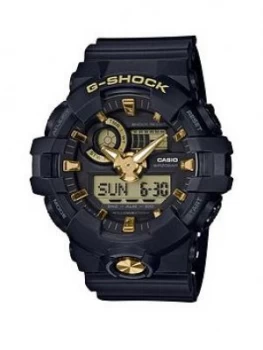 Casio Casio G Shock Black And Gold Detail Chronograph Dial Black Resin Strap Mens Watch