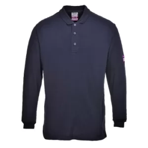 Modaflame Mens Flame Resistant Antistatic Long Sleeve Polo Shirt Navy 2XL