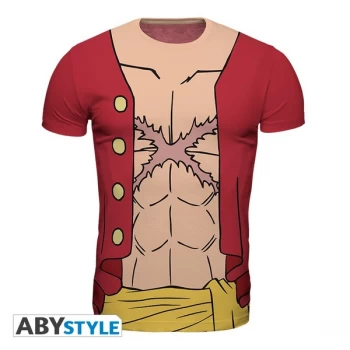 One Piece - Replica "Luffy New World" Mens Medium T-Shirt - Multi-Colour