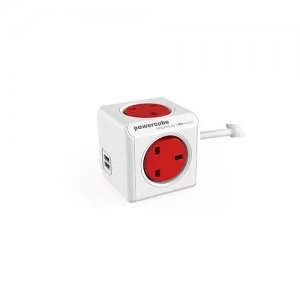 Allocacoc 7400/UKEUPC power extension 1.5 m 4 AC outlet(s) Indoor Red White