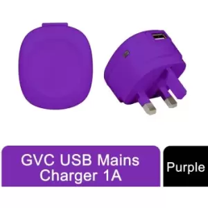 1A usb 3Pin Mains Charger - Purple - GVC