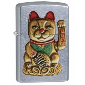 Zippo Maneki-Neko (Lucky Cat) Street Chrome Windprrof Lighter
