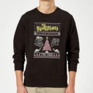 Flintstones Rockin Around The Tree Christmas Sweatshirt - Black - XXL