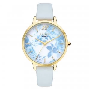 Lipsy Pale Blue Strap Watch with Blue Floral Dial