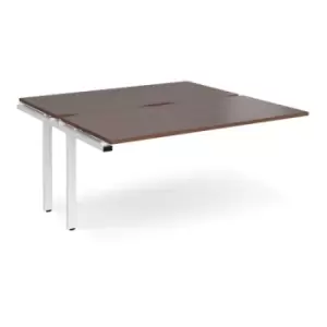 Bench Desk Add On 2 Person Rectangular Desks 1600mm Walnut Tops With White Frames 1600mm Depth Adapt