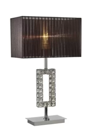 Florence Rectangle Table Lamp with Black Shade 1 Light Polished Chrome, Crystal