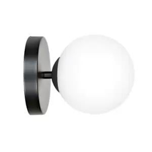 Bior Black Globe Wall Lamp with White Glass Shades, 1x E14