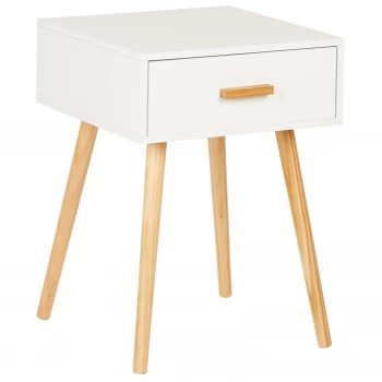 Hartleys 1 Drawer White Retro Bedside Table with Handle
