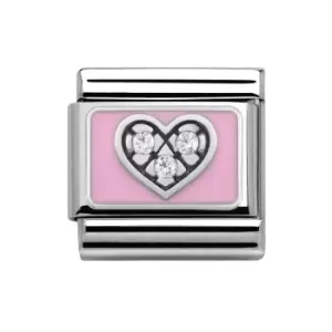 Nomination Classic My Family Sparkling Pink Love Heart Charm
