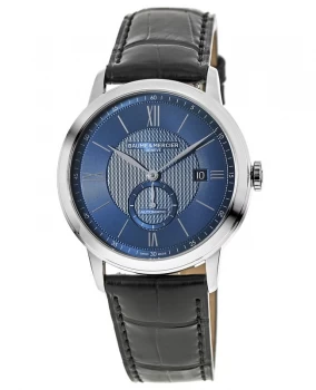 Baume & Mercier Classima Automatic Blue Dial Black Leather Strap Mens Watch 10480 10480