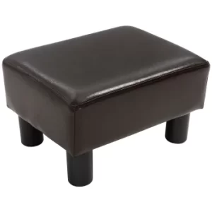HOMCOM PU Faux Leather Footstool Ottoman Cube w/ 4 Plastic Legs Black