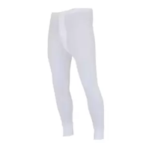 FLOSO Mens Thermal Underwear Long Johns/Pants (Standard Range) (Waist: 36-39ins (Large)) (White)