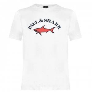 Paul And Shark Crew And Shark Big Print Logo T Shirt - White