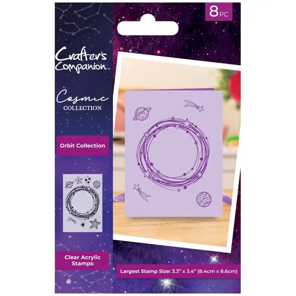Crafter's Companion Clear Stamp Set Cosmic Orbit Collection Star Frame Set of 8