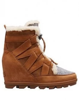 SOREL Joan Of Arctic Wedge Ankle Boot, Camel Brown, Size 3, Women
