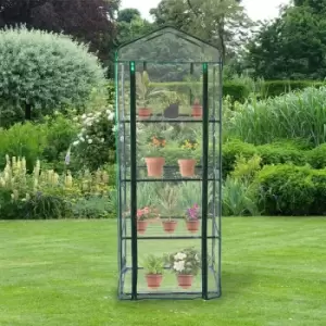Mini Greenhouse 4 Tier with Plastic Cover - Green