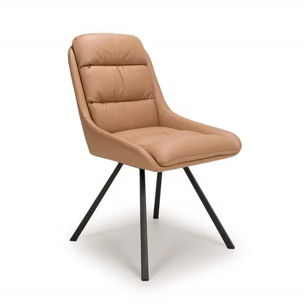Shankar Arnhem Swivel Leather Effect Tan Dining Chairs - Brown 644786cm