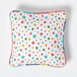 Cotton Multi Colour Stars Cushion Cover, 30 x 30cm - Multi Colour - Homescapes