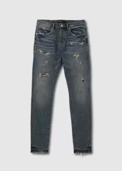 Purple Brand Mens Quilted Destroy Pocket Jeans In Mid Indigo