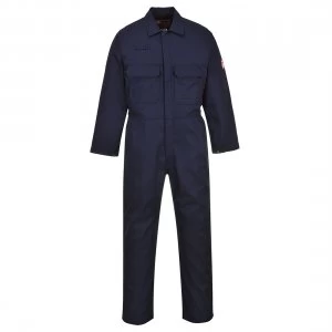 Biz Weld Mens Flame Resistant Overall Navy Blue Large 32"
