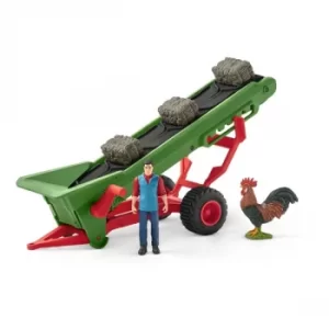 Schleich Farm World Hay Conveyor with Farmer Toy Playset