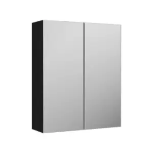Nuie - Arno Charcoal Black 600mm Mirror Cabinet with 50/50 Split Doors - OFF617N - Charcoal Black