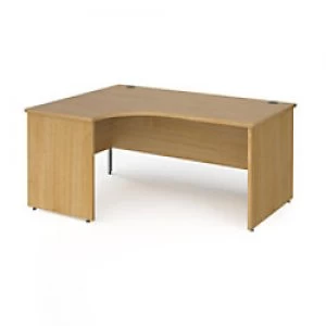 Dams International Left Hand Ergonomic Desk with Oak Coloured MFC Top and Silver Panel Ends and Silver Frame Corner Post Legs Contract 25 1600 x 1200