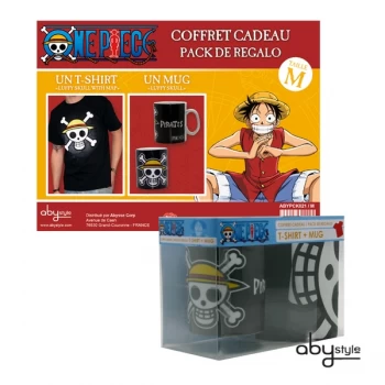 One Piece - Skull With Map Black (Medium T-Shirt + Mug) Gift Box