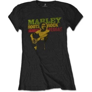 Bob Marley - Roots, Rock, Reggae Ladies Medium T-Shirt - Black