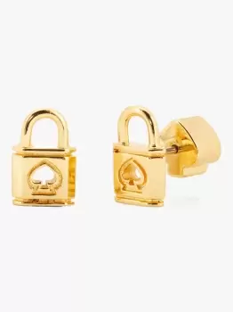 Kate Spade Lock And Spade Stud Earrings, Gold, One Size