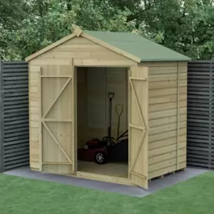 7' x 5' Forest Beckwood 25yr Guarantee Shiplap Windowless Double Door Apex Wooden Shed - Natural Timber